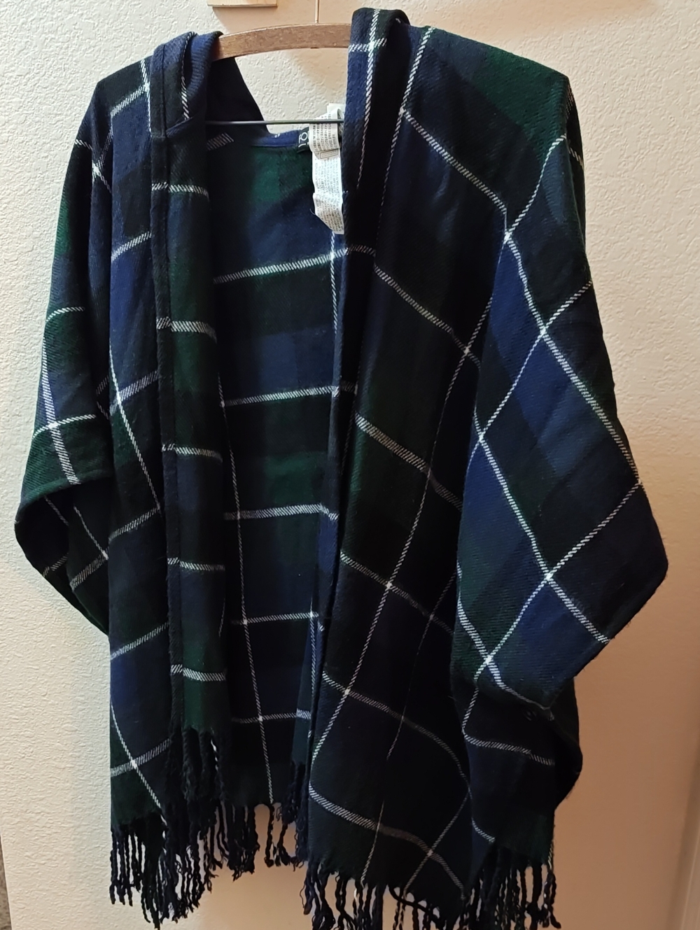 Plaid Hooded Poncho